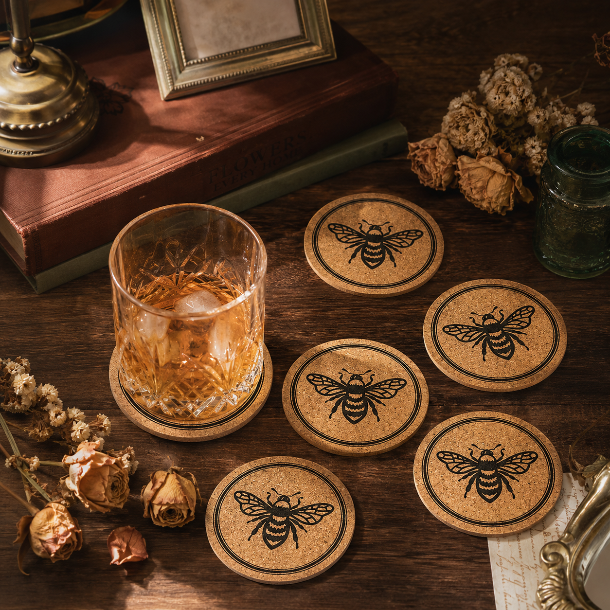 Bee Pattern Cork Cup Coaster