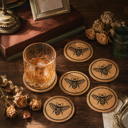 Bee Pattern Cork Cup Coaster