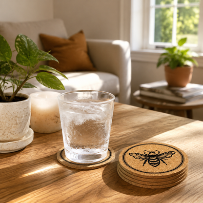 Bee Pattern Cork Cup Coaster Home Use Scenarios