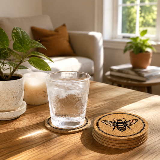 Bee Pattern Cork Cup Coaster Home Use Scenarios