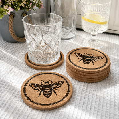 Bee Pattern Cork Cup Coaster Home Decor