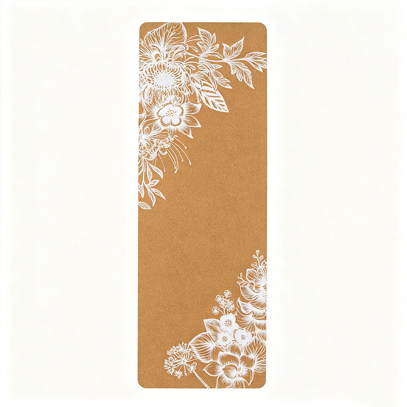 Corkvia Corner Floral Henna Mandala Print Cork Yoga Mat, natural cork top natural rubber sustainable printed yoga mat