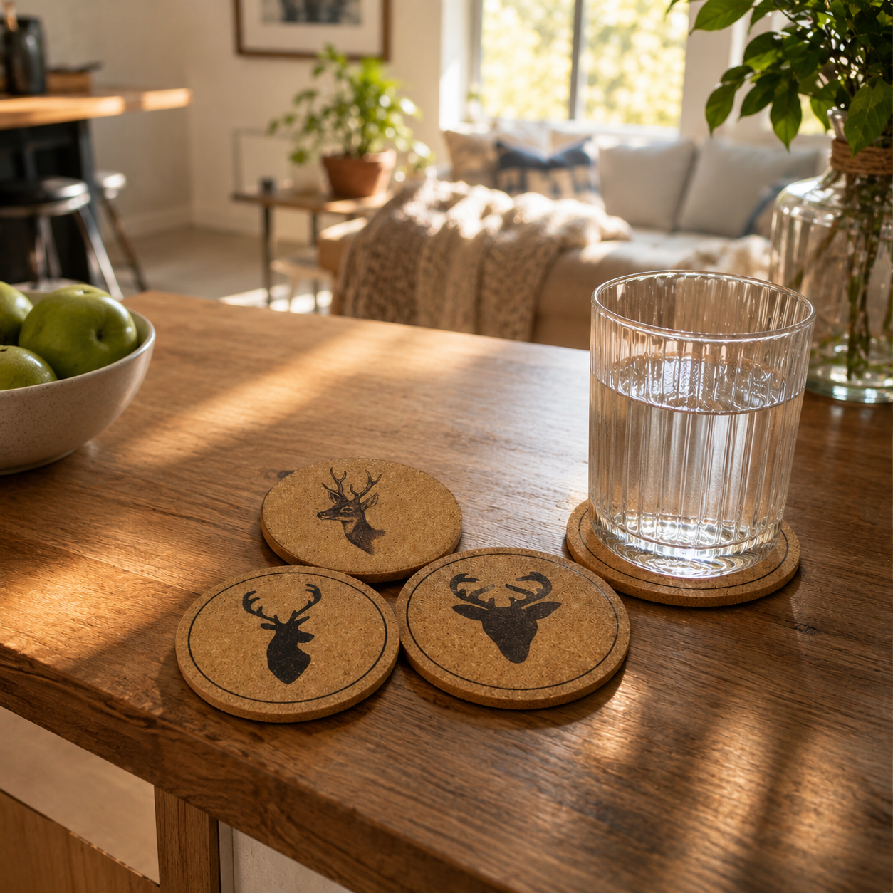 Deer Pattern Cork Cup Coaster