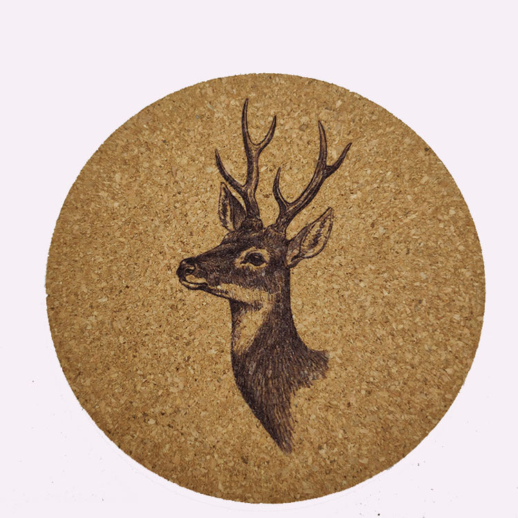 Deer Pattern Cork Cup Coaster