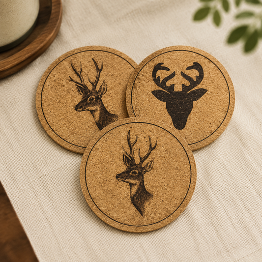 Deer Pattern Cork Cup Coaster