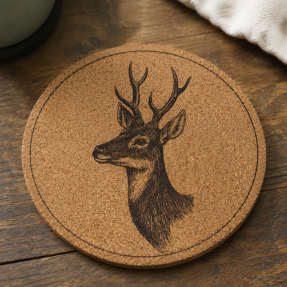 Deer Pattern Cork Cup Coaster