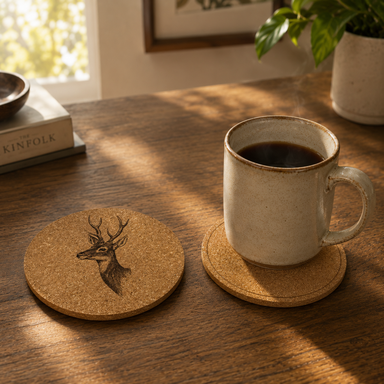 Deer Pattern Cork Cup Coaster