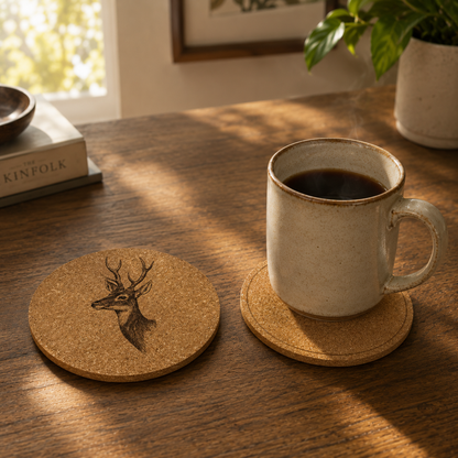 Deer Pattern Cork Cup Coaster