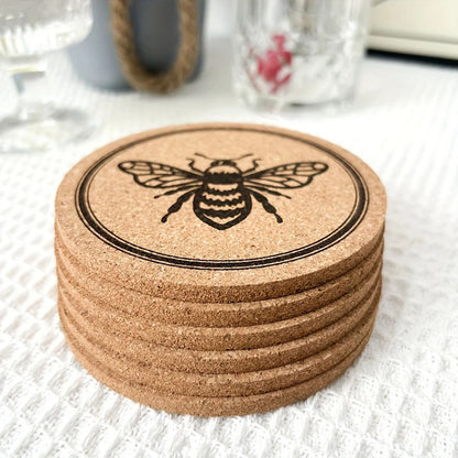 Bee Pattern Cork Cup Coaster Stacking Diagram