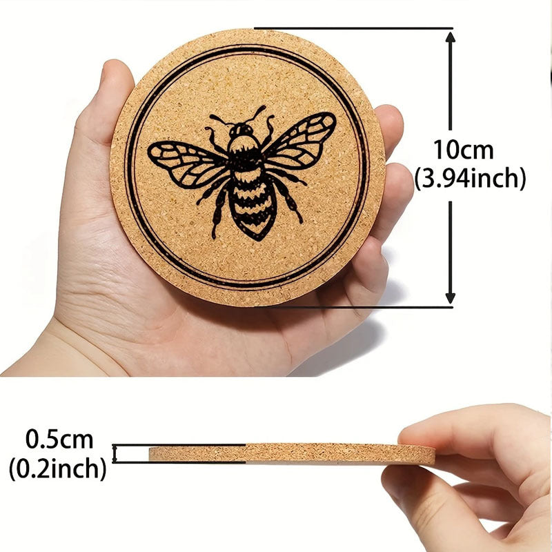 Bee Pattern Cork Cup Coaster Size Diagram