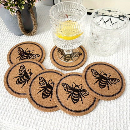 Bee Pattern Cork Cup Coaster Display